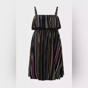 Torrid Size 4 Black & Multi Stripe Challis Skater Dress